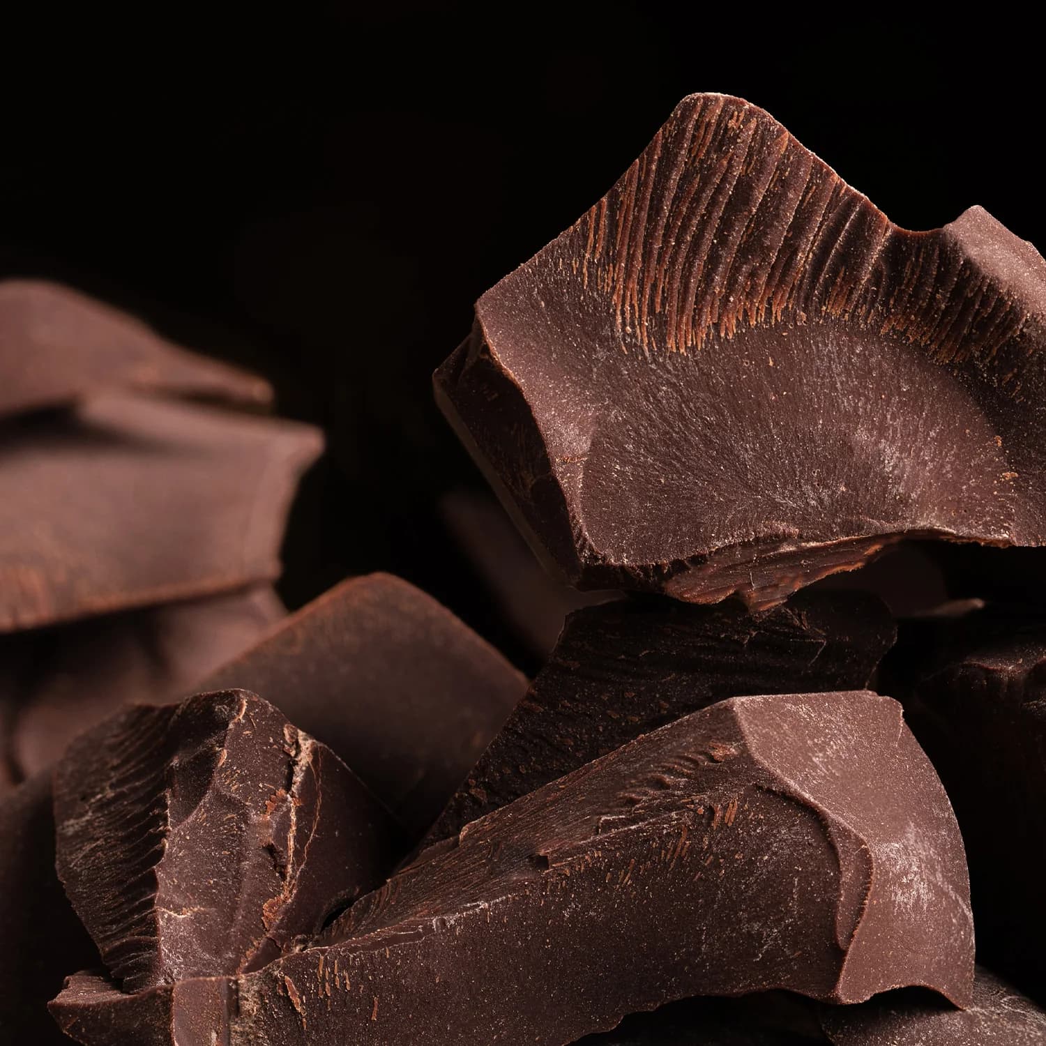Pieces of premium dark chocolate