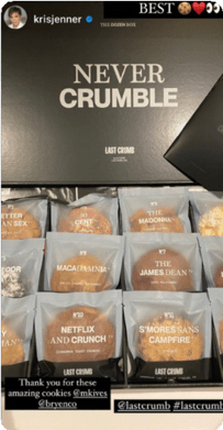 Kris Jenner's Instagram post featuring Last Crumb cookies