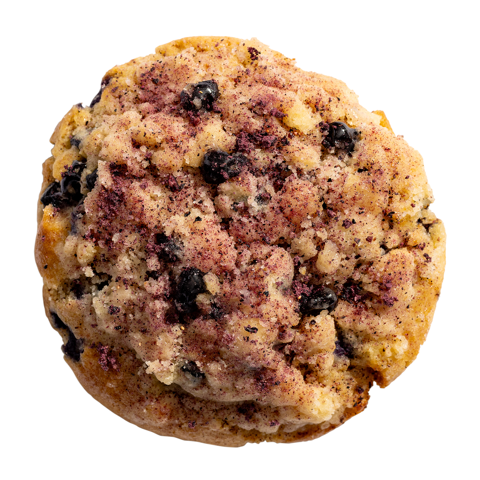 Last Crumb Blueberry Muffin cookie — streusel topping with bursting blueberry pieces