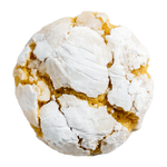 Last Crumb Lemon Bar cookie — crinkle-style with cracked powdered sugar coating and bright lemon zest